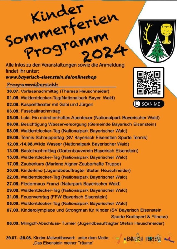 Flyer/Grafik zum Event: Eisensteiner Sommerferienprogramm am Do., 01.08.2024 - Do., 05.09.2024