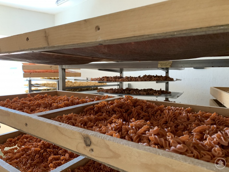 Nudeln bei der Lufttrocknung