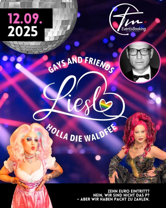 Flyer/Grafik zum Event: Gays and Friends – Holla die Waldfee im Liesl Club am Fr., 12.09.2025 ab 23:00 Uhr