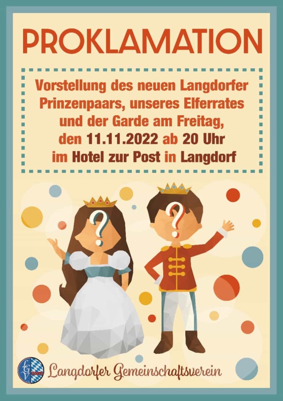 Flyer/Grafik zum Event: PROKLAMATION am Fr., 11.11.2022 ab 20:00 Uhr