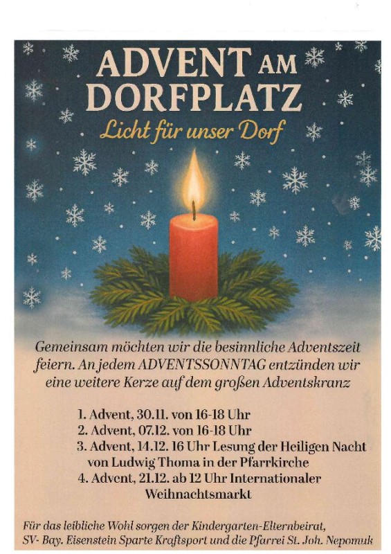 Flyer/Grafik zum Event: Advent am Dorfplatz am So., 30.11.2025 - So., 07.12.2025