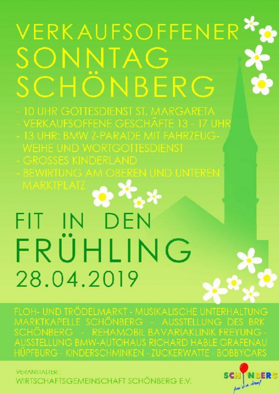 Flyer/Grafik zum Event: VKO Sonntag "Fit in den Frühling" + BMW Z-Parade und Flohmarkt am So., 28.04.2019 ab 13:00 Uhr