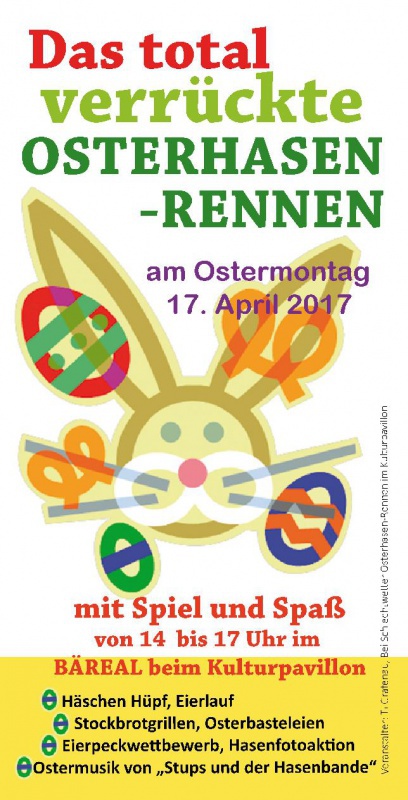 Flyer/Grafik zum Event: Osterhasen-Rennen am Mo., 17.04.2017 von 14:00 bis 17:00 Uhr