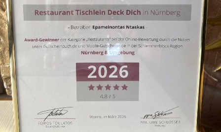 Schlemmerblock-Award 2026: Zwei Restaurants in N&uuml;rnberg ausgezeichnet