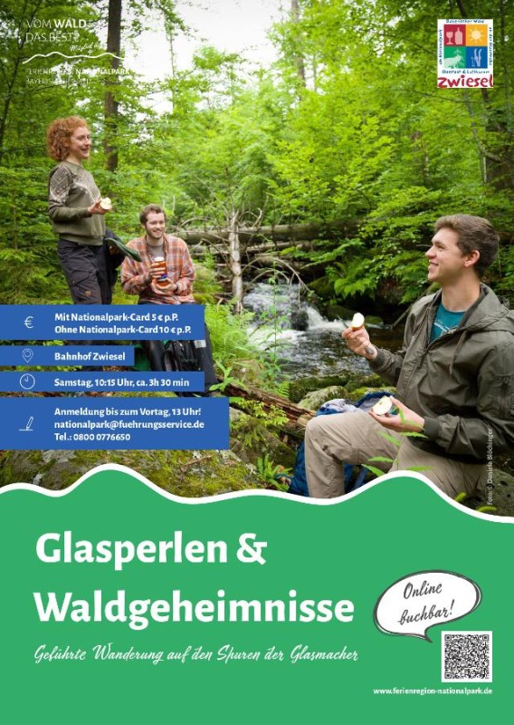 Flyer/Grafik zum Event: Wanderung "Glasperlen & Waldgeheimnisse" am Sa., 07.06.2025 - So., 09.11.2025