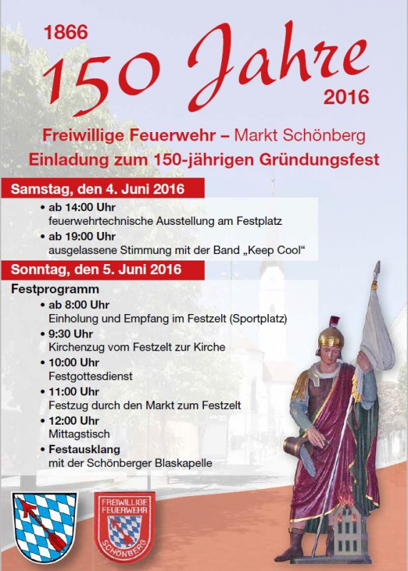 Flyer/Grafik zum Event: 150 jähriges Gründungsfest der FF Schönberg am Sa., 04.06.2016 - So., 05.06.2016