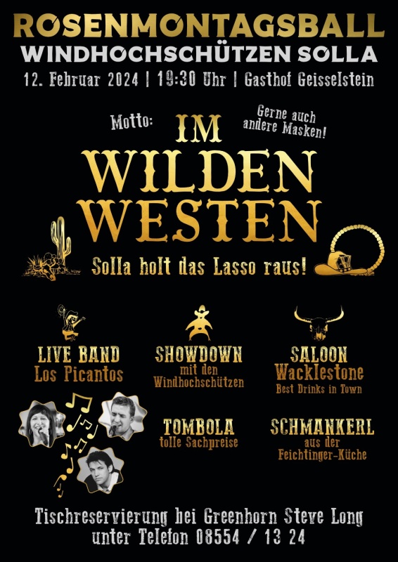 Flyer/Grafik zum Event: Rosenmontagsball der Windhochschützen Solla am Mo., 12.02.2024
