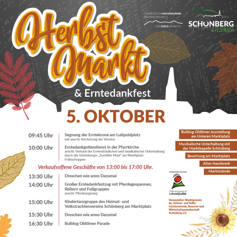Flyer/Grafik zum Event: Herbstmarkt & Erntedankfest Schönberg 2025 am So., 05.10.2025 ab 09:45 Uhr