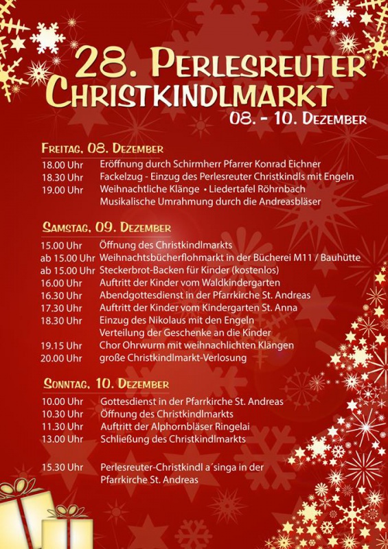 Flyer/Grafik zum Event: Perlesreuter Christkindlmarkt am Fr., 08.12.2017 - So., 10.12.2017