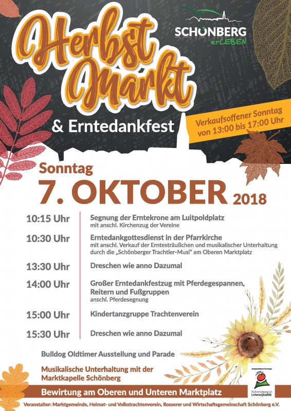Flyer/Grafik zum Event: Herbstmarkt & Erntedank in Schönberg am So., 07.10.2018