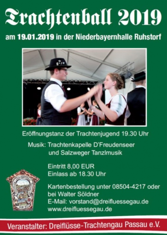 Flyer/Grafik zum Event: Trachtenball 2019 am Sa., 19.01.2019 ab 18:30 Uhr