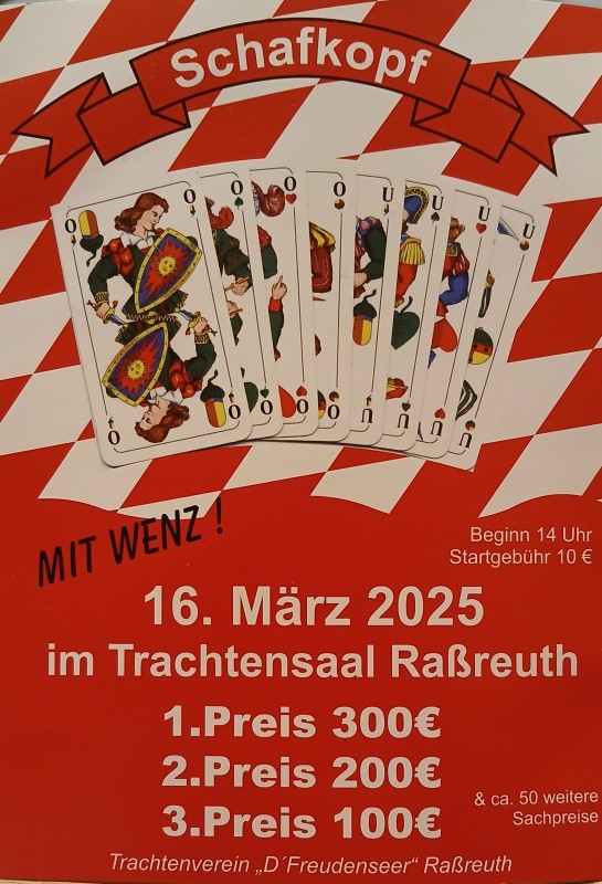 Flyer/Grafik zum Event: Preisschafkopf am So., 16.03.2025 ab 14:00 Uhr