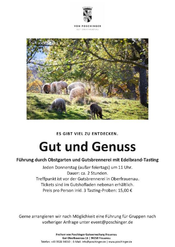 Flyer/Grafik zum Event: Gut und Genuss, ein besonderes Erlebnis in Oberfrauenau am Do., 05.03.2026 - Do., 25.03.2027