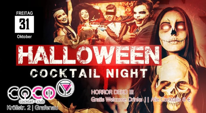 Flyer/Grafik zum Event: Halloween Cocktail Night im COCO Cocktail-Club Grafenau 2025 am Fr., 31.10.2025 ab 21:00 Uhr