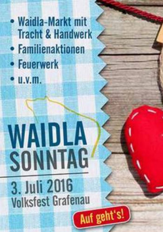 Flyer/Grafik zum Event: Waidla Sonntag am So., 03.07.2016