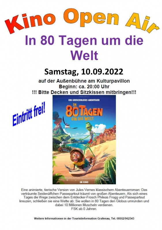Flyer/Grafik zum Event: Kino Open Air am Sa., 10.09.2022 ab 20:00 Uhr