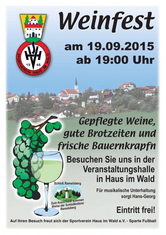 Flyer/Grafik zum Event: Weinfest am Sa., 19.09.2015 ab 19:00 Uhr