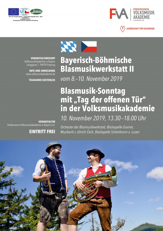 Flyer/Grafik zum Event: Bayerisch-Böhmische Blasmusikwerkstatt II & Blasmusik-Sonntag am Fr., 08.11.2019