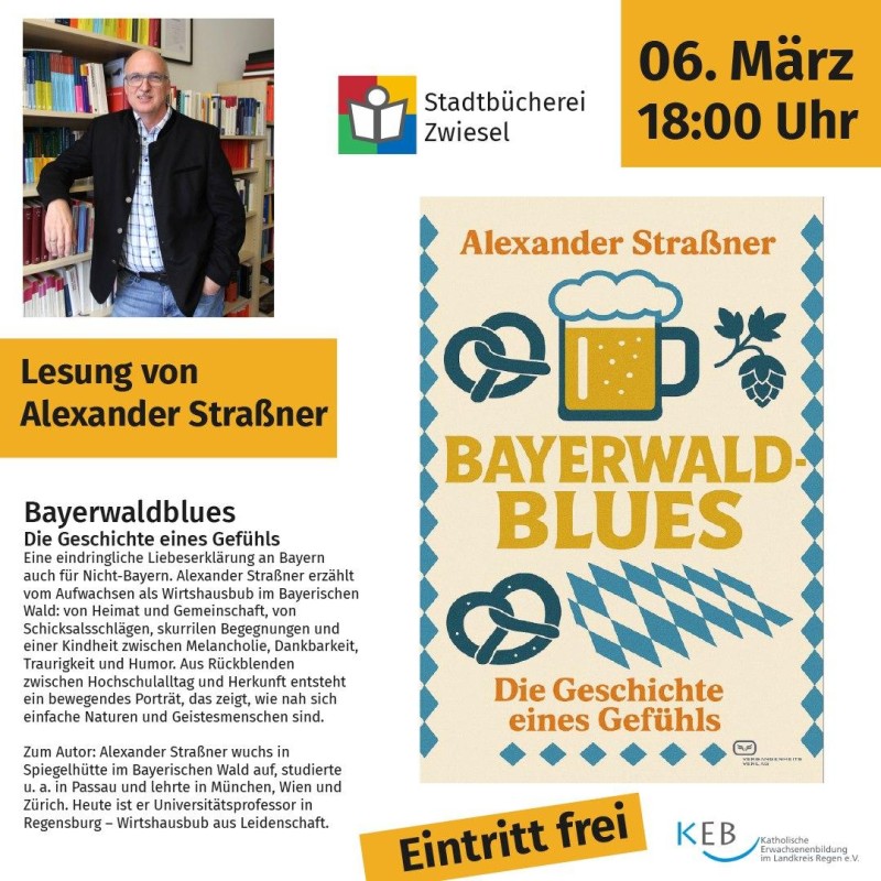 Flyer/Grafik zum Event: Lesung von Alexander Straßner am Fr., 06.03.2026 ab 18:00 Uhr