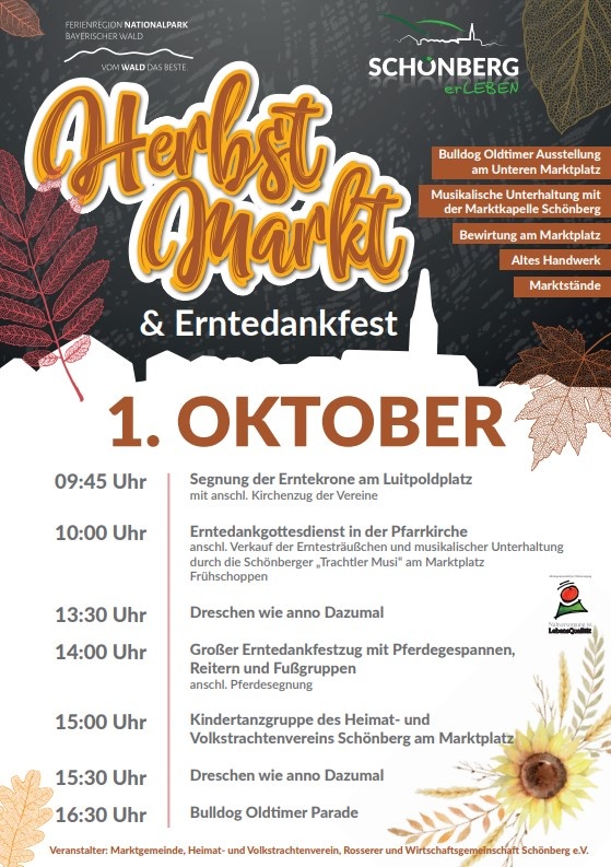 Flyer/Grafik zum Event: Herbstmarkt & Erntedankfest 2023 in Schönberg am So., 01.10.2023 ab 09:45 Uhr