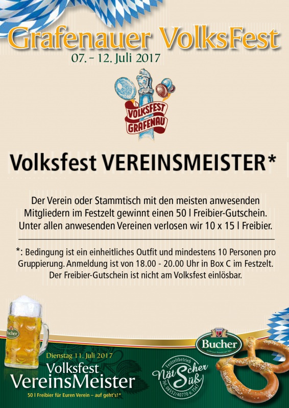 Flyer/Grafik zum Event: Vereinsmeisterschaft | Volksfest Grafenau 2017 am Di., 11.07.2017