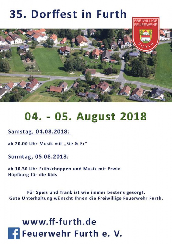 Flyer/Grafik zum Event: 35. Dorffest in Furth am Sa., 04.08.2018 - So., 05.08.2018