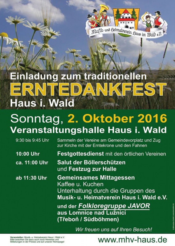Flyer/Grafik zum Event: Erntedankfest am So., 02.10.2016 von 10:00 bis 12:00 Uhr