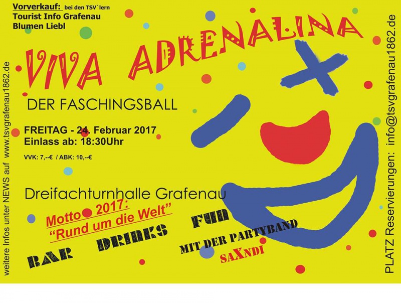 Flyer/Grafik zum Event: VIVA Adrenalina 2017 - Grafenau am Fr., 24.02.2017