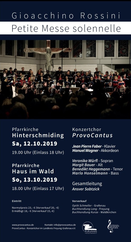 Flyer/Grafik zum Event: Konzertchor Provocantus am Sa., 12.10.2019 ab 19:00 Uhr