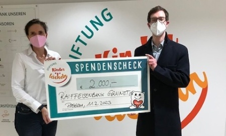 Raiffeisenbank Grainet spendet 2.000 Euro aus Spendenbudget an Stiftung  Kinderlächeln