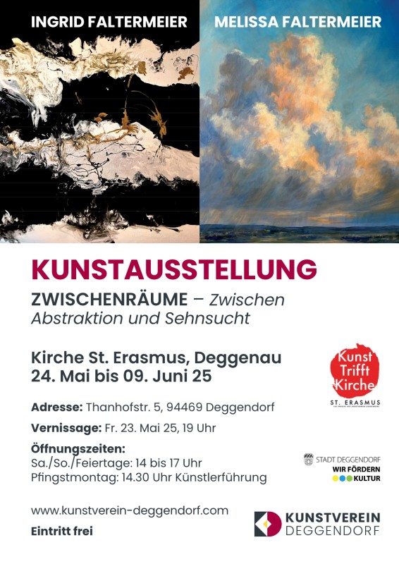 Flyer/Grafik zum Event: Künstlerführung - Kunstausstellung „Zwischenräume – Zwischen Abstraktion und Sehnsucht“ am Mo., 09.06.2025 von 14:00 bis 17:00 Uhr