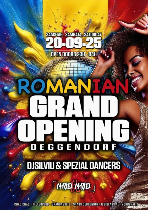Flyer/Grafik zum Event: Romanian Grand Opening Deggendorf am Sa., 20.09.2025 ab 23:00 Uhr
