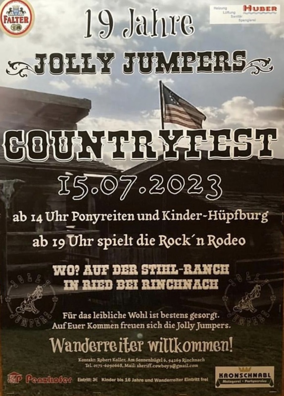Flyer/Grafik zum Event: Countryfest Jolly Jumpers am Sa., 15.07.2023 ab 14:00 Uhr