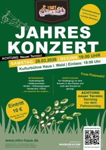 2x2 Eintrittskarten f&uuml;r das Jahreskonzert des Musik- und Heimatvereins Haus i. Wald