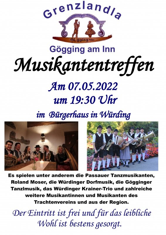 Flyer/Grafik zum Event: Grenzlandla Musikantentreffen 2022 am Sa., 07.05.2022 von 19:30 bis 23:00 Uhr