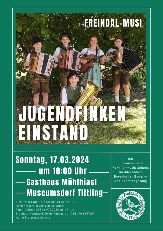 Flyer/Grafik zum Event: Jugendfinken-Einstand Freindal Musi am So., 17.03.2024 ab 10:00 Uhr