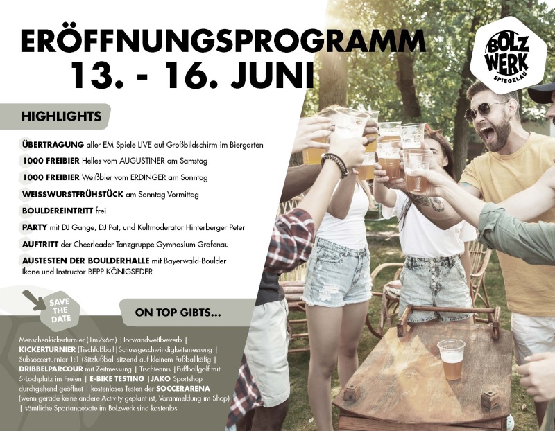 Flyer/Grafik zum Event: BOLZWERK Spiegelau Opening am Do., 13.06.2024 - So., 16.06.2024
