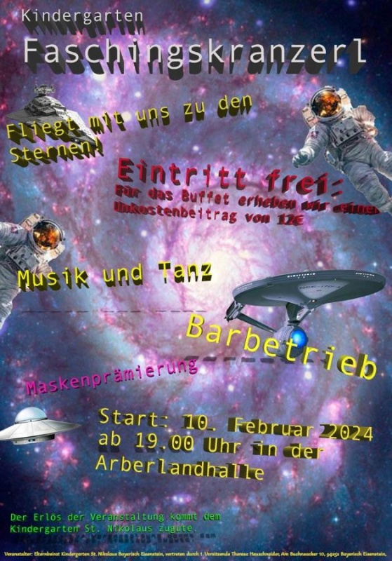 Flyer/Grafik zum Event: Faschingskranzerl am Sa., 10.02.2024 ab 19:00 Uhr