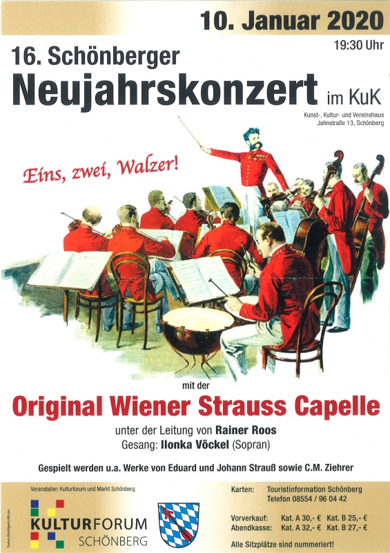 Flyer/Grafik zum Event: 16. Schönberger Neujahrskonzert im KuK am Fr., 10.01.2020 von 19:30 bis 23:00 Uhr