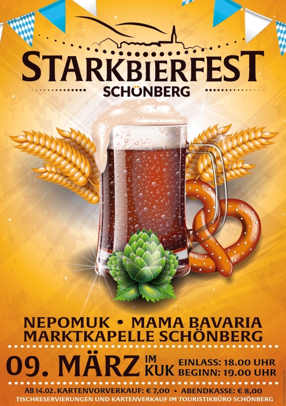 Flyer/Grafik zum Event: Starkbierfest Schönberg am Sa., 09.03.2024 von 18:00 bis 22:00 Uhr