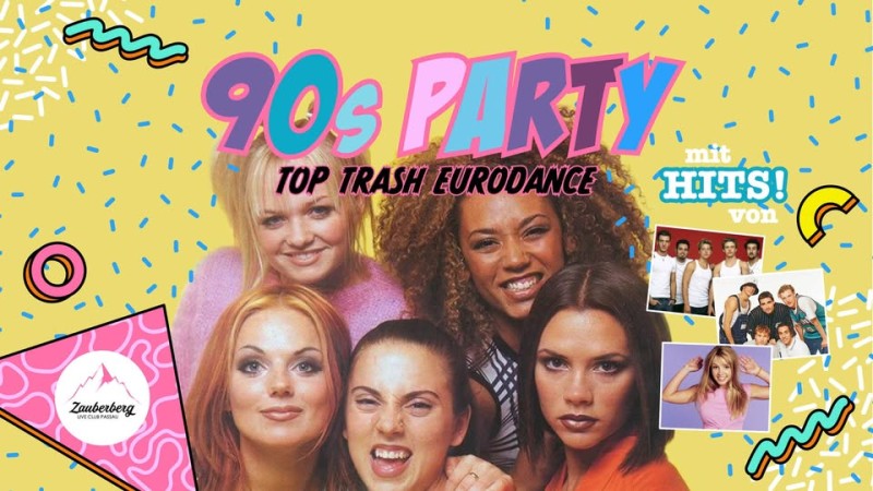 Flyer/Grafik zum Event: 90s Party im Zauberberg Passau 2025 am Sa., 06.09.2025 ab 22:00 Uhr