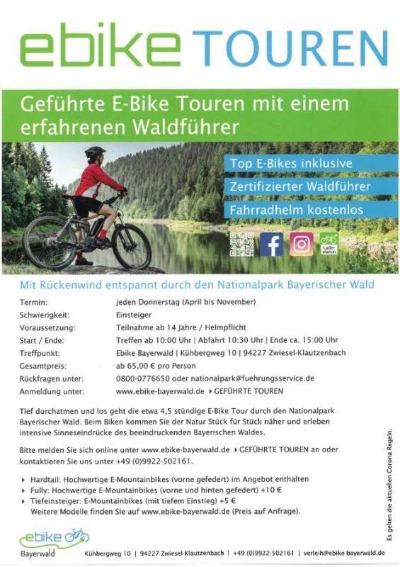 Flyer/Grafik zum Event: Geführte E-Bike Tour am Fr., 09.05.2025 - Fr., 31.10.2025