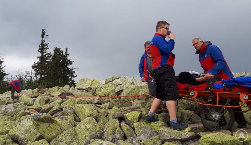 Zum Abtransport musste eine Seilsicherung gebaut werden.