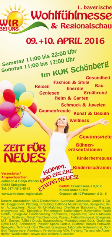 Flyer/Grafik zum Event: Wir bei uns - Wohlfühlmesse am Sa., 09.04.2016 - So., 10.04.2016 von 11:00 bis 22:00 Uhr