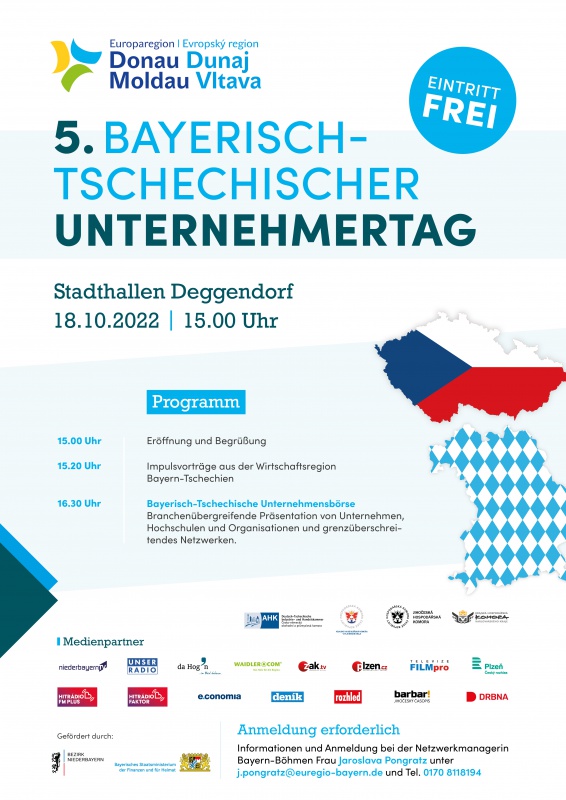 Flyer/Grafik zum Event: 5. Bayerisch-Tschechischer Unternehmertag am Di., 18.10.2022 ab 15:00 Uhr