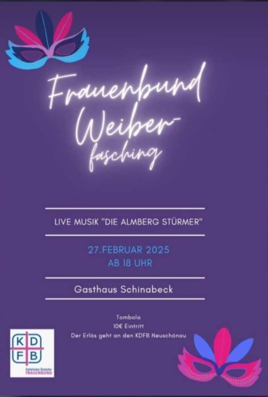 Flyer/Grafik zum Event: Weiberfasching in Neuschönu am Do., 27.02.2025 ab 18:00 Uhr