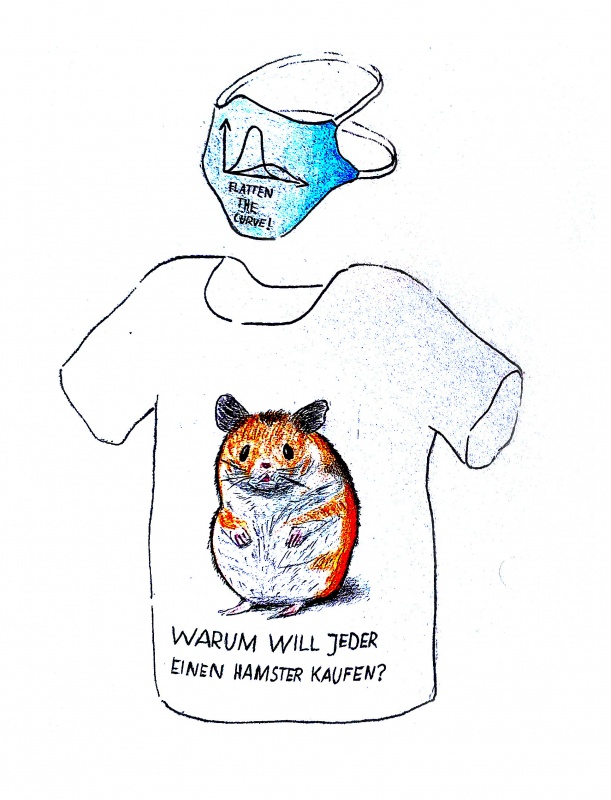 Hamsterkäufe von Samuel Kügler: Freche Shirt-Gestaltung zum Thema Hamsterkäufe