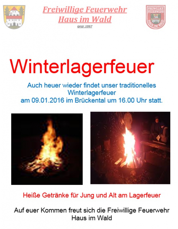 Flyer/Grafik zum Event: Winterlagerfeuer am Sa., 09.01.2016 ab 16:00 Uhr