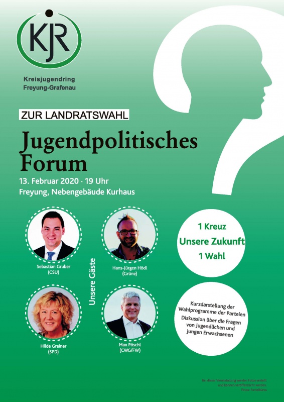Flyer/Grafik zum Event: Jugendpolitisches Forum zur Landratswahl am Do., 13.02.2020 ab 19:00 Uhr