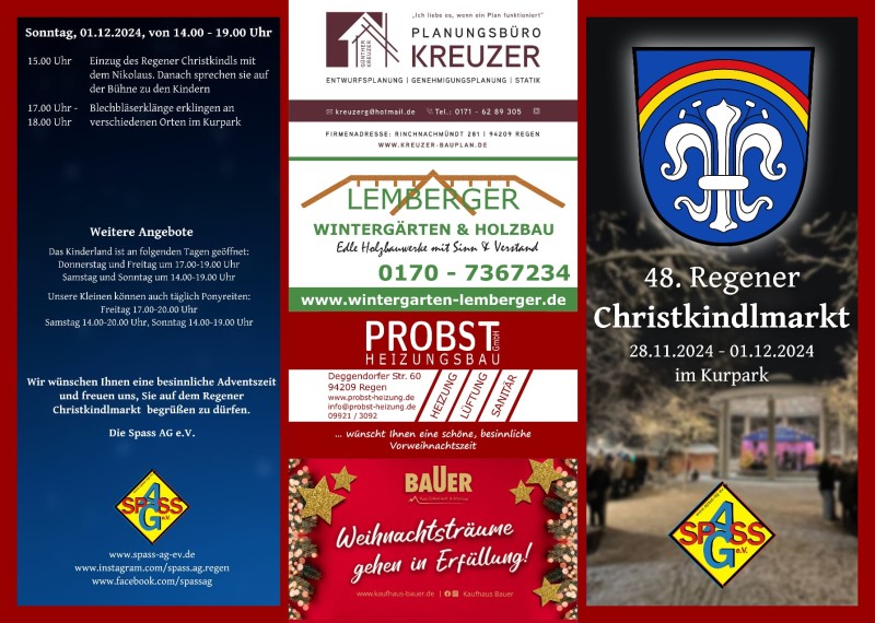 Flyer/Grafik zum Event: Regener Christkindlmarkt am Do., 28.11.2024 - So., 01.12.2024